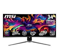 MSI MPG 341CQPX QD-OLED 34 Pulgadas UWQHD Monitor Curvo Gaming - 3440 x 1440 21:9 QD-OLED Panel, 240Hz, 0.03ms, 99.3% DCI-P3, ΔE≤2, DisplayHDR True Black 400, DP 1.4a, HDMITM, USB Tipo C PD:98W