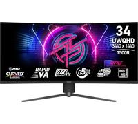 MSI MPG 346CQRF X24 34 Pulgadas 3440 x 1440 (UWQHD) Monitor de Juegos, 240 Hz, sincronización adaptativa, Listo para HDR, HDMI, Puerto VGA, Montaje VESA, inclinación, Bisel Delgado de 4 Lados, 0.5 ms