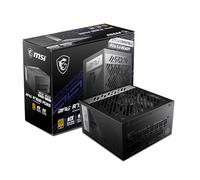 MSI MPG A750G PCIE5 Fuente de alimentación, Enchufe UE - 750 W, Certificado 80 Plus Gold, ATX 3.0 Totalmente Modular, soporta GPU PCIe 5.0, condensadores japoneses de 105 °C, Modo 0% RPM, Cable Plano
