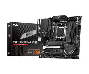 MSI Pro B650M-A WiFi ProSeries - Placa Base (procesadores AMD Ryzen Serie 9000/8000/7000, AM5, DDR5, PCIe 4.0, M.2, SATA 6Gb/s, USB 3.2 Gen 2, HDMI/DP, Wi-Fi 6E, Bluetooth 5.3, LAN de 2.5 Gbps, mATX)