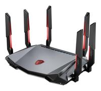 MSI Radix AXE6600 WiFi 6E Router Gaming Tres Bandas - WLAN Rápida de hasta 6600 Mbps (6GHz, 5GHz, 2.4GHz Wireless), AI QoS Priority, MU-MIMO, Beamforming, WPA3, 2.5G WAN/LAN & 4 x 1G LAN Ports - RGB