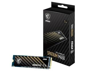 MSI Spatium M450 SSD 1TB PCIe 4.0 NVMe M.2 V1 Unidad de Estado sólido Interna, 3400MB/s de Lectura y 2400MB/s de Escritura, 3D NAND, Seguridad de Datos integrada, Center