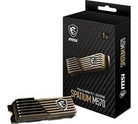 MSI SPATIUM M570 SSD 1TO con Heatsink - Unidad SSD Interna PCIe 5.0 NVMe M.2, Lectura 9500 MB/s, Escritura 8500 MB/s, 3D NAND, Seguridad de Datos integrada, Center - Garantía de 5 años (700 TBW)