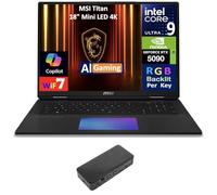 msi Titan AI Gaming Laptop de 18 pulgadas 120Hz Mini LED 4K Display (Intel Ultra 9-285HX, GeForce RTX 5090 24GB, 64GB DDR5, 2x8TB PCIe SSD (16TB), por tecla RGB KB, Win 11 Pro) con base USB-C