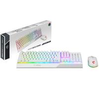 MSI Vigor GK30 Combo IT - Teclado para Juegos semimecánico + ratón Gaming Clutch GM11, RGB Mystic Light, hotkey Multimedia, Repelente al Agua, Ideal también para Oficina, diseño Italiano, Blanco