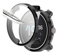 Msiall [2 piezas Película protectora de pantalla negro con vidrio templado para,dureza 9H, parachoques, estuche protector completo delgado para inteligente Suunto Race