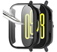 Msiall [2 piezas Película protectora de pantalla negro con vidrio templado para,dureza 9H, parachoques, estuche protector completo delgado para inteligente Redmi watch5 lite