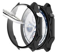 Msiall [2 piezas Película protectora de pantalla negro con vidrio templado para,dureza 9H, parachoques, estuche protector completo delgado para inteligente OnePlus Watch 2