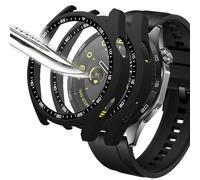 Msiall [2 piezas Película protectora de pantalla negro con vidrio templado para,estuche para PC con dureza 9H, parachoques, estuche protector completo delgado para inteligente HUAWEI WATCH GT 4 46mm