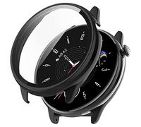 Msiall [2 piezas Película protectora de pantalla negro con vidrio templado para,estuche para PC con dureza 9H, parachoques, estuche protector completo delgado para inteligente Amazfit GTR Mini