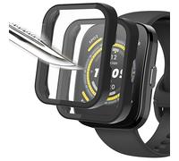 Msiall [2 piezas Película protectora de pantalla negro con vidrio templado para,estuche para PC con dureza 9H, parachoques, estuche protector completo delgado para inteligente Amazfit bip 5