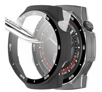 Msiall [2 piezas Película protectora de pantalla negro Transparent con vidrio templado para,dureza 9H, parachoques, estuche protector completo delgado para inteligente HUAWEI Watch GT 5 Pro 46mm