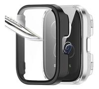 Msiall [2 piezas Película protectora de pantalla negro Transparent con vidrio templado para,dureza 9H, parachoques, estuche protector completo delgado para inteligente Amazfit Bip 5 Unity