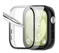 Msiall [2 piezas Película protectora de pantalla negro Transparent con vidrio templado para,dureza 9H, parachoques, estuche protector completo delgado para inteligente HUAWEI Watch Fit 3