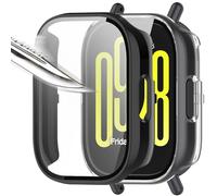 Msiall [2 piezas Película protectora de pantalla negro Transparent con vidrio templado para,dureza 9H, parachoques, estuche protector completo delgado para inteligente Redmi watch5 lite