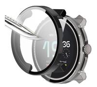 Msiall [2 piezas Película protectora de pantalla negro Transparent con vidrio templado para,dureza 9H, parachoques, estuche protector completo delgado para inteligente Suunto Race