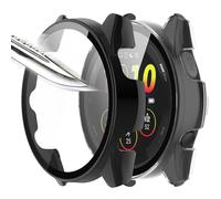 Msiall [2 Piezas] Película Protectora de Pantalla Negro Transparent con Vidrio Templado para,dureza 9H, Parachoques, Estuche Protector Completo Delgado para Inteligente Forerunner 165