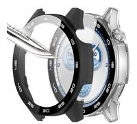 Msiall [2 piezas Película protectora de pantalla negro Transparent con vidrio templado para,dureza 9H, parachoques, estuche protector completo delgado para inteligente HUAWEI Watch GT 5 46 mm