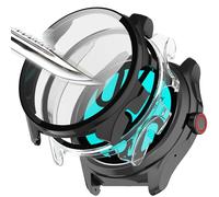 Msiall [2 piezas Película protectora de pantalla negro Transparente con vidrio templado para,dureza 9H, parachoques, estuche protector completo delgado para inteligente Ticwatch Pro5