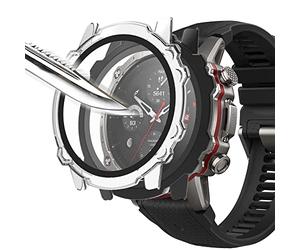 Msiall [2 Piezas] Película Protectora de Pantalla Negro Transparente con Vidrio Templado para,Estuche para PC con dureza 9H, Parachoques, Estuche Protector Completo Delgado para Amazfit Falcon