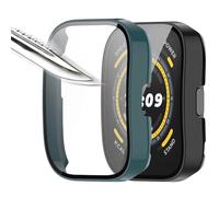 Msiall [2 Piezas] Película Protectora de Pantalla Negro Verde con Vidrio Templado para,Estuche para PC con dureza 9H, Parachoques, Estuche Protector Completo Delgado para Inteligente Amazfit bip 5