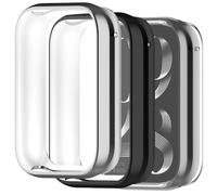 Msiall 3 piezas Compatible con estuche protector mi band 9 Pro,protector de pantalla de TPU flexible de protecci贸n completa,estuche protector de pantalla antirrayas con -Negro plateado transparente