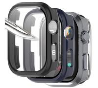 Msiall [3 piezas Película protectora de pantalla negro Transparent Azul con vidrio templado para,dureza 9H, parachoques, estuche protector completo delgado para inteligente Huawei Watch D2