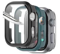 Msiall [3 piezas Película protectora de pantalla negro Transparent Verde con vidrio templado para,dureza 9H, parachoques, estuche protector completo delgado para inteligente Huawei Watch D2