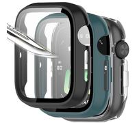 Msiall [3 piezas Película protectora de pantalla negro Transparent Verde con vidrio templado para,dureza 9H, parachoques, estuche protector completo delgado para inteligente HONOR Watch 5