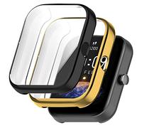 Msiall Compatible con Estuche Protector Amazfit Bip 3/3 Pro, Protector de Pantalla de TPU Flexible de protección Completa, Estuche Protector de Pantalla antirrayas con -Negro Dorado