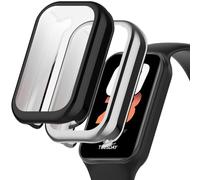 Msiall Compatible con estuche protector mi band 8 active, protector de pantalla de TPU flexible de protección completa, estuche protector de pantalla antirrayas con -Negro plateado