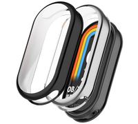 Msiall Compatible con estuche protector mi band 9, protector de pantalla de TPU flexible de protección completa, estuche protector de pantalla antirrayas con -Negro plateado
