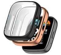 Msiall Compatible con estuche protector redmi watch 3 Active, protector de pantalla de TPU flexible de protección completa, estuche protector de pantalla antirrayas con -Negro dorado