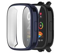 Msiall Compatible con estuche protector redmi watch 3, protector de pantalla de TPU flexible de protección completa, estuche protector de pantalla antirrayas con -Negro azul