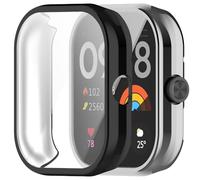 Msiall Compatible con estuche protector redmi watch 4, protector de pantalla de TPU flexible de protección completa, estuche protector de pantalla antirrayas con -Negro plateado
