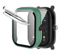 Msiall Con protector de pantalla de vidrio templado compatible con Amazfit Bip UAmazfit Bip U Pro, Hard PC redondo, protector de pantalla ultra fino sin burbujas contra arañazos, verde y negro [2