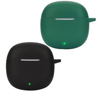 Msiall de Silicona Compatible con Honor Earbuds X6, [Admite Carga inalámbrica] [Funda Protectora a Prueba de Golpes] [Funda [Mosquetón] Lindo de Dibujos Animados en 3D Black Green