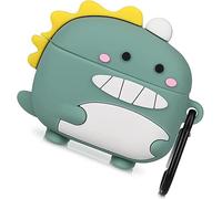 Msiall de Silicona Compatible con Huawei Freebuds 6i, [Admite Carga inalámbrica] [Funda Protectora a Prueba de Golpes] [Funda [Mosquetón] Lindo de Dibujos Animados en 3D Blue Dinosaur