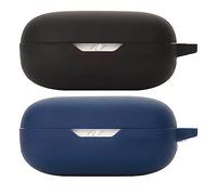 Msiall de Silicona Compatible con JBL Wave Flex, [Admite Carga inalámbrica] [Funda Protectora a Prueba de Golpes] [Funda [Mosquetón] Lindo de Dibujos Animados en 3D Black Blue