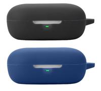 Msiall de Silicona Compatible con Moto Buds+, [Admite Carga inalámbrica] [Funda Protectora a Prueba de Golpes] [Funda [Mosquetón] Lindo de Dibujos Animados en 3D Black Blue