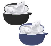 Msiall de Silicona Compatible con OPPO Enco Air3 Pro, [Admite Carga inalámbrica] [Funda Protectora a Prueba de Golpes] [Funda [Mosquetón] Lindo de Dibujos Animados en 3D Black Blue