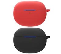 Msiall de Silicona Compatible con realme Buds Air 3, [Admite Carga inalámbrica] [Funda Protectora a Prueba de Golpes] [Funda [Mosquetón] Lindo de Dibujos Animados en 3D Black Red