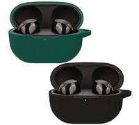 Msiall de Silicona Compatible con WF-1000XM5, [Admite Carga inalámbrica] [Funda Protectora a Prueba de Golpes] [Funda [Mosquetón] Lindo de Dibujos Animados en 3D Black Green
