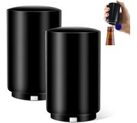 MSIHEY Paquete de 2 abridores de botellas magnéticos automáticos de acero inoxidable negro mate, apto para botellas de vino/cerveza/soda, regalo perfecto para el día del padre para hombres.