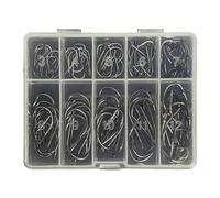 Msioytog 70/100 Uds Anzuelo con Ojos de Acero Carbono con Caja de Compartimentos, Anzuelo de círculos de Metal, Accesorios de Pesca, Aparejos de Pesca con púas, Accesorios de Agua Salada