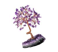 Msioytog Árbol de de amatistas con Base de racimo de Piedras Preciosas para meditaciones y equilibrios emocionales Decoración de Sala de Estar u Oficina Base de racimo de amatistas