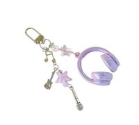 Msioytog Colgante para auricular de música creativa, cable de teléfono con lentejuelas para paquete de llavero, regalo moderno adicional para sus seres queridos, llavero con tema estético