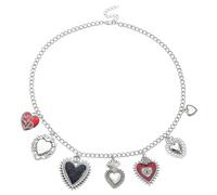 Msioytog Collar de cadena multiusos de joyería de Halloween con elegantes diseños de colgantes de corazón en llamas, accesorio de cadena Chunkies