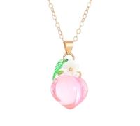 Msioytog Elegante collar con colgante de fresa/melocotón, collar de cadena, colgante de fruta hecho a mano, para fiestas, uso diario, ternura, fresa