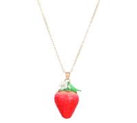 Msioytog Elegante collar con colgante de fresa/melocotón, collar de cadena, colgante de fruta hecho a mano, para fiestas, uso diario, ternura, fresa